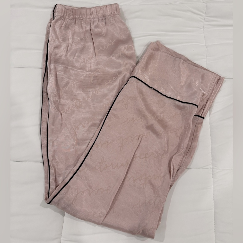 Victoria's Secret Pink Satin Silky Pajama Pants S Spelled Out